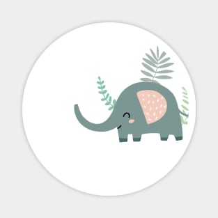 Cute elephant in the jungle. Kids' things. Magnet